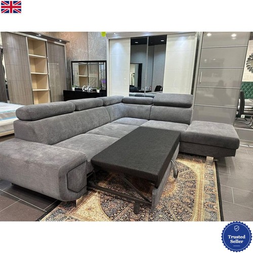 Grey corner sofa bed - grey, l