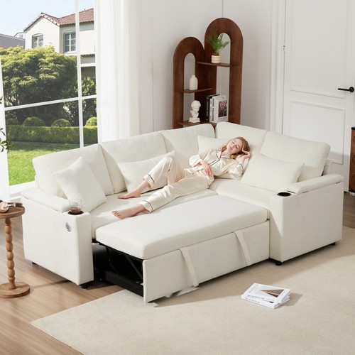 Shaped corner sofa bed - sofa,