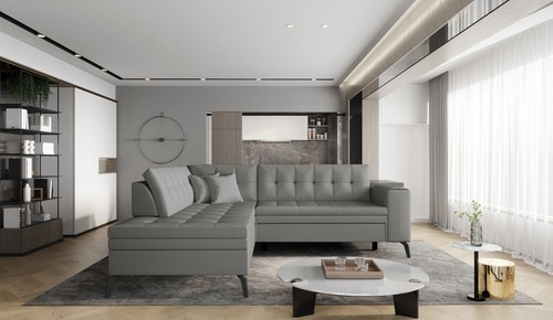Lanvin grey corner sofa bed - sofa,