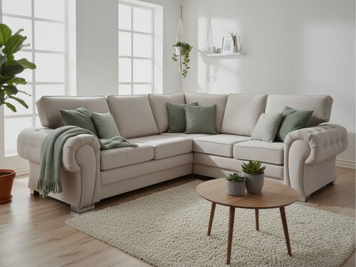 Cream corner sofa bed - corner,
