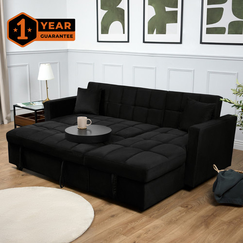 Velvet corner sofa bed with - corner,