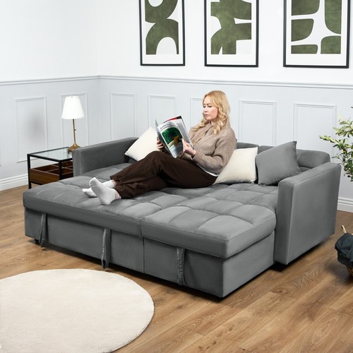 Velvet corner sofa - corner, bed