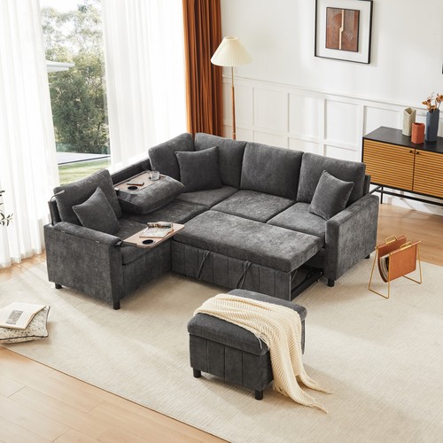 Shaped corner sofa bed - sofa,