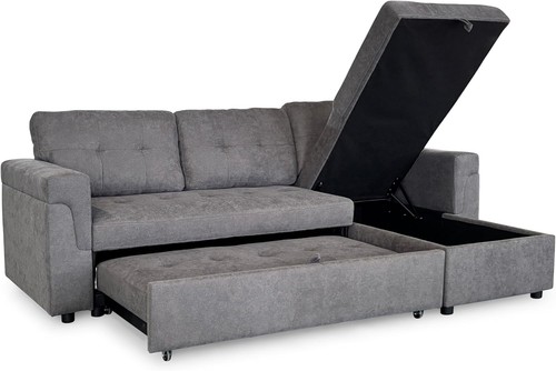 Corner sofa bed shape grey - bed, l
