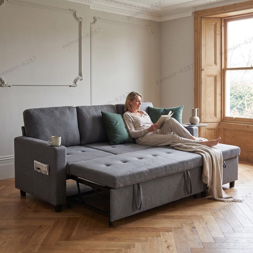 Shaped corner sofa bed - l,