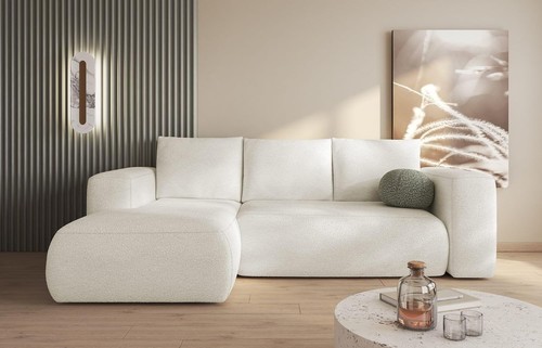 Light cream boucle corner - boucle, sofa