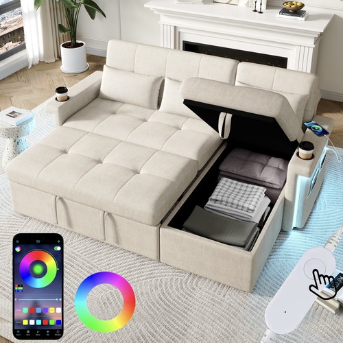 Beige shaped corner - shaped, bed