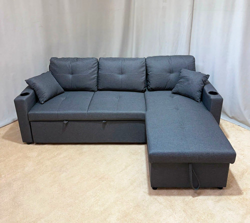 Grey fabric shaped corner - fabric,